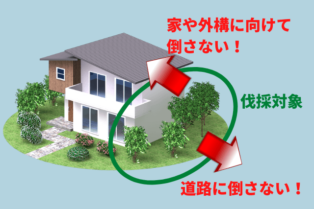 木を切り倒す方向を決める