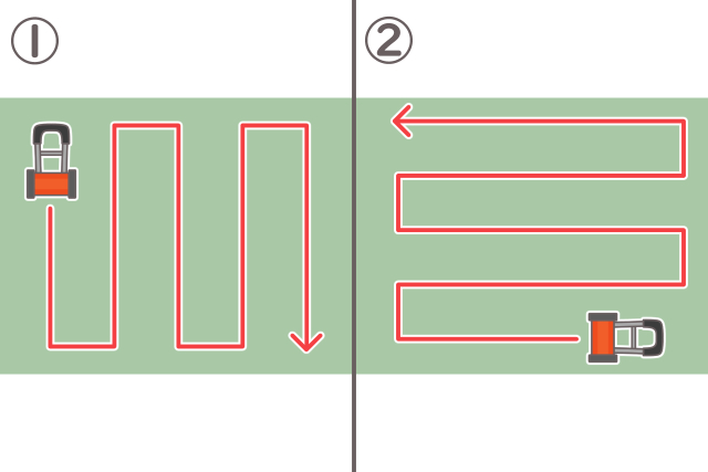 芝刈り２方向から刈る